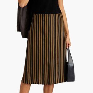 rag & bone Black and Brown Striped Midi Skirt